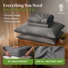 image:imageCariloha Aloha Soft Bamboo Viscose Sheet Set  Cape Blue  King  Buttery Soft Hypoallergenic Cooling Sheets 1 Flat 1 Fitted 2 Pillowcases 16 in Deep Pockets OEKOTEX Standard 100Shade Grey
