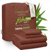 image:imageCariloha Aloha Soft Bamboo Viscose Sheet Set  Cape Blue  King  Buttery Soft Hypoallergenic Cooling Sheets 1 Flat 1 Fitted 2 Pillowcases 16 in Deep Pockets OEKOTEX Standard 100Maroon Sunset