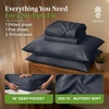 image:imageCariloha Aloha Soft Bamboo Viscose Sheet Set  Cape Blue  King  Buttery Soft Hypoallergenic Cooling Sheets 1 Flat 1 Fitted 2 Pillowcases 16 in Deep Pockets OEKOTEX Standard 100Cape Blue
