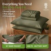 image:imageCariloha Aloha Soft Bamboo Viscose Sheet Set  Cape Blue  King  Buttery Soft Hypoallergenic Cooling Sheets 1 Flat 1 Fitted 2 Pillowcases 16 in Deep Pockets OEKOTEX Standard 100Coastal Pine