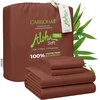 image:imageCariloha Aloha Soft Bamboo Viscose Sheet Set  Cape Blue  King  Buttery Soft Hypoallergenic Cooling Sheets 1 Flat 1 Fitted 2 Pillowcases 16 in Deep Pockets OEKOTEX Standard 100Maroon Sunset