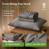 image:imageCariloha Aloha Soft Bamboo Viscose Sheet Set  Cape Blue  King  Buttery Soft Hypoallergenic Cooling Sheets 1 Flat 1 Fitted 2 Pillowcases 16 in Deep Pockets OEKOTEX Standard 100Shade Gray