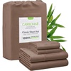 image:imageCariloha Classic Bamboo Viscose Sheet Set  Beach Linen  Queen  Breathable Odor Resistant Hypoallergenic Cooling Pillow Cases 2 Soft Twill Weave Pillowcases 100 Viscose from Bamboo