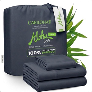 image:imageCariloha Aloha Soft Bamboo Viscose Sheet Set  Cape Blue  King  Buttery Soft Hypoallergenic Cooling Sheets 1 Flat 1 Fitted 2 Pillowcases 16 in Deep Pockets OEKOTEX Standard 100Cape Blue