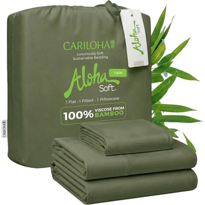 image:imageCariloha Aloha Soft Bamboo Viscose Sheet Set  Cape Blue  King  Buttery Soft Hypoallergenic Cooling Sheets 1 Flat 1 Fitted 2 Pillowcases 16 in Deep Pockets OEKOTEX Standard 100Coastal Pine