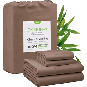 image:imageCariloha Classic 4Piece Twill Sheet Set  Tahitian Breeze  Queen  Viscose Material  Allergy Resistant and Extra Soft  Cooling for Hot Sleepers  Corner BandsBeach Linen