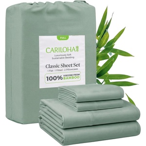 image:imageCariloha Classic 4Piece Twill Sheet Set  Tahitian Breeze  Queen  Viscose Material  Allergy Resistant and Extra Soft  Cooling for Hot Sleepers  Corner BandsTeal