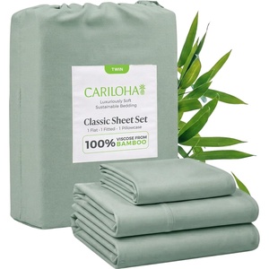 image:imageCariloha Classic 4Piece Twill Sheet Set  Tahitian Breeze  Queen  Viscose Material  Allergy Resistant and Extra Soft  Cooling for Hot Sleepers  Corner BandsTahitian Breeze