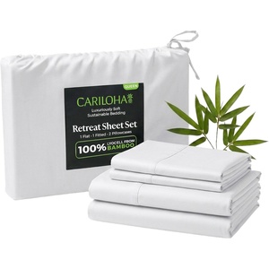 image:imageCariloha Retreat Sheet Set  Bamboo Lyocell  White  King  Our Softest Luxury Cooling Sheet Sateen Weave 18 in Deep Pockets 1 Fitted 1 Flat 2 Pillowcases OEKOTEX Standard 100White