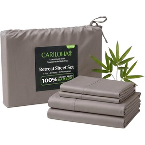 image:imageCariloha Retreat Sheet Set  Bamboo Lyocell  White  King  Our Softest Luxury Cooling Sheet Sateen Weave 18 in Deep Pockets 1 Fitted 1 Flat 2 Pillowcases OEKOTEX Standard 100Coastal Gray