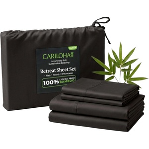 image:imageCariloha Retreat Sheet Set  Bamboo Lyocell  White  King  Our Softest Luxury Cooling Sheet Sateen Weave 18 in Deep Pockets 1 Fitted 1 Flat 2 Pillowcases OEKOTEX Standard 100Black Sand